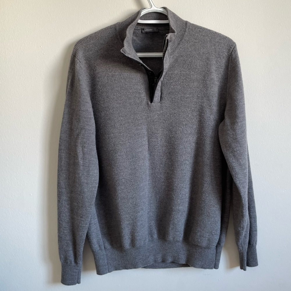 Vintage Ferrante Sweater 1/4 Zip Pullover slim fit Italian Merino pure Wool M